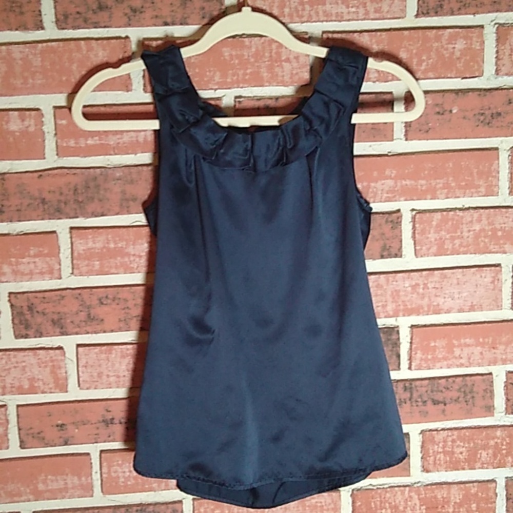 Navy banana republic ruffle tank